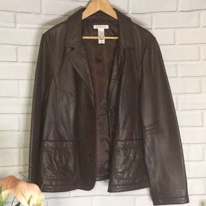 Liz Claiborne brown leather blazer